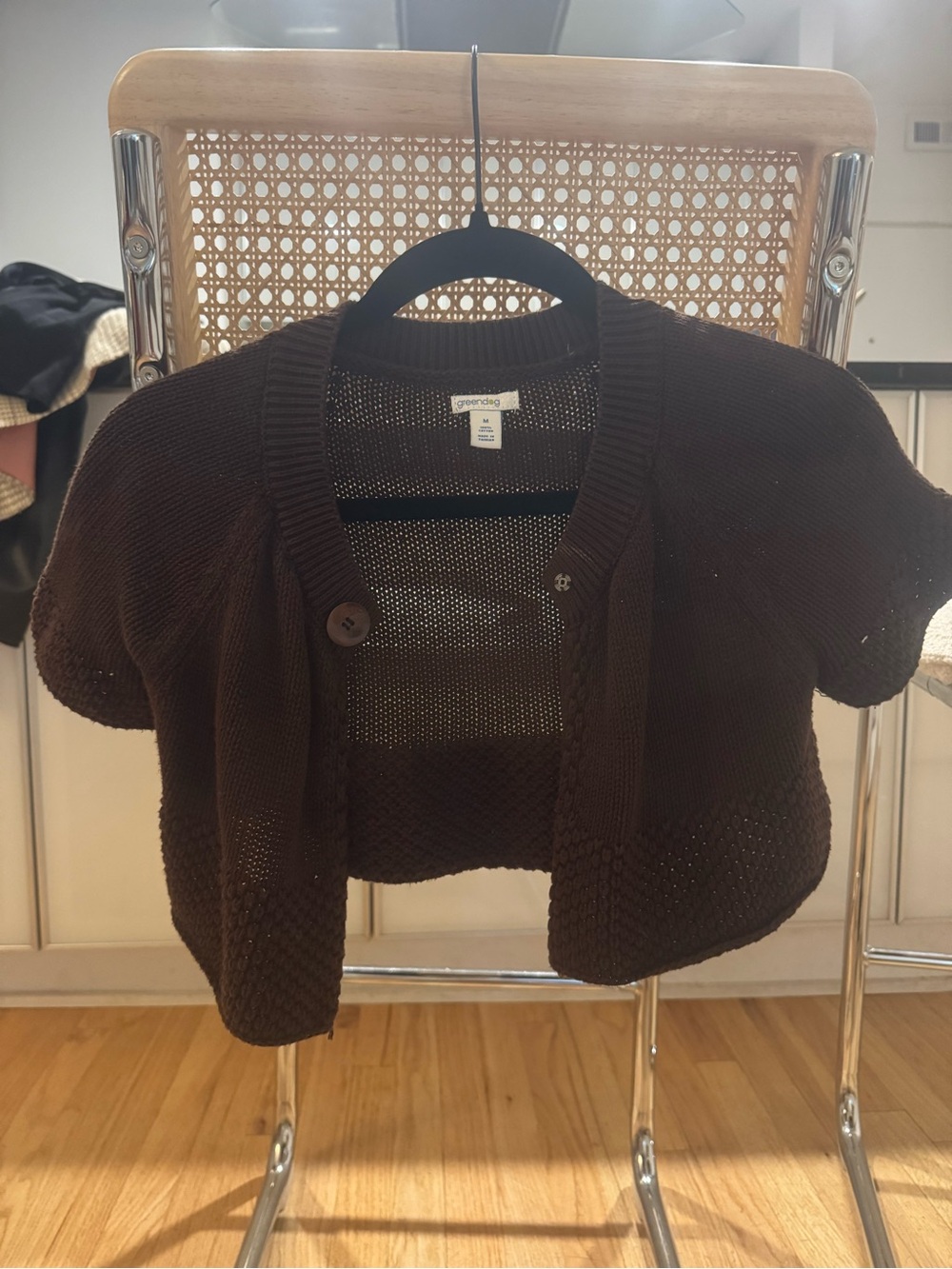 greendog Chocolate Brown Short-Sleeve Knit Cardigan
